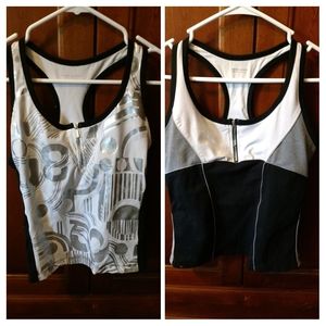 2 Bebe Sport athletic tanks with shelf bras